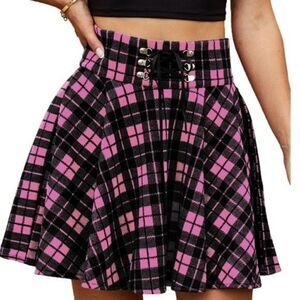 Gothic Lolita Academia Pink Plaid Mini Skirt Barbiecore
